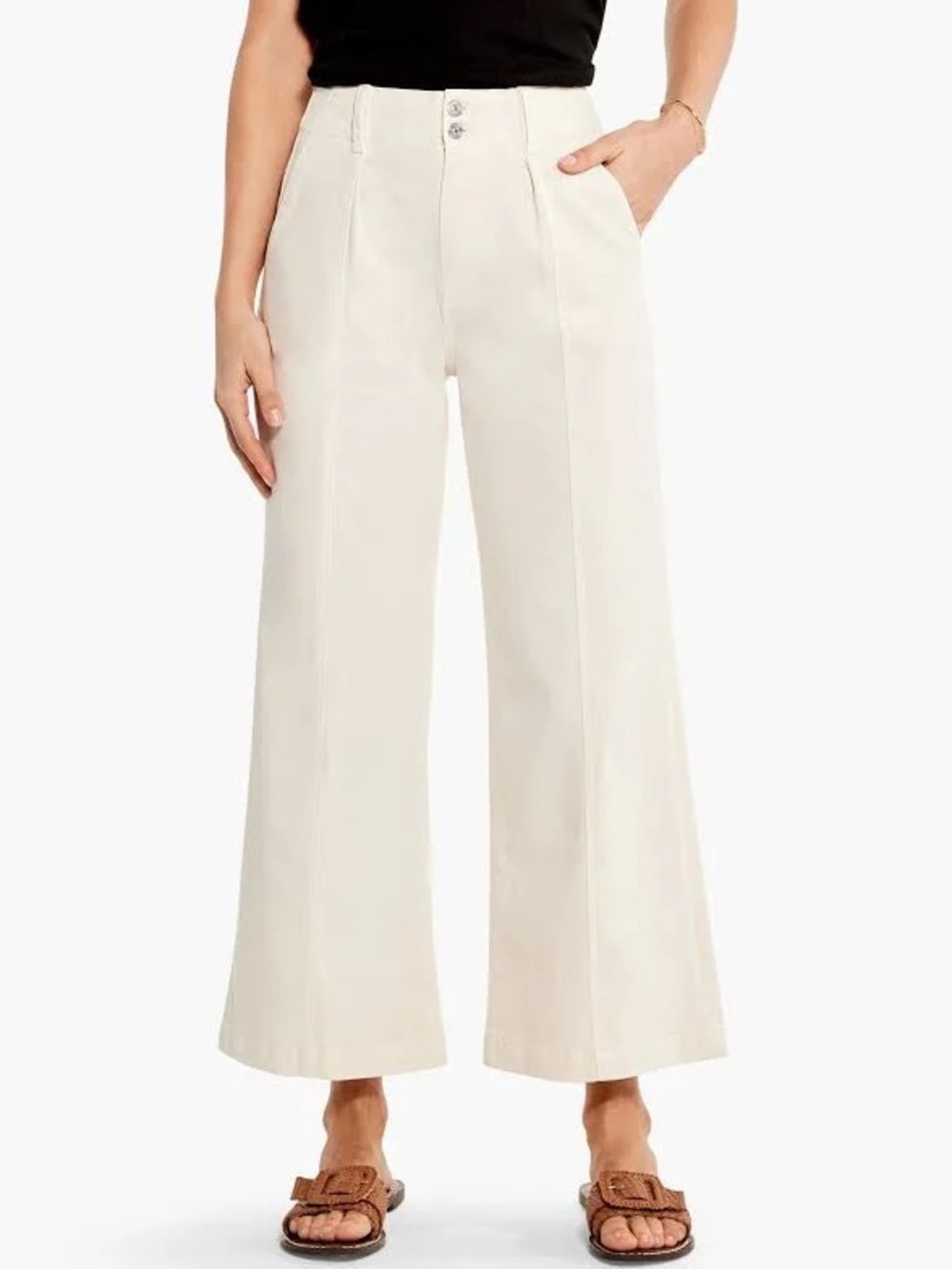 PAIGE Brooklyn Crop Wide Leg Pants Sand High Rise